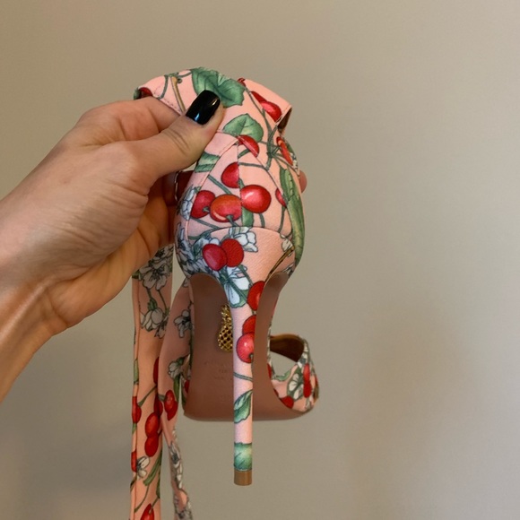 NEW Aquazzura All Tied Up Sandal in Cherry Blossom - Picture 3 of 7